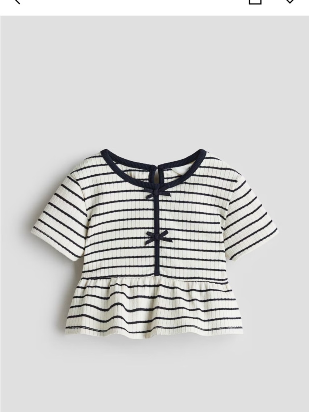 H&M White and Navy Striped Peplum Top with Bows - Kids